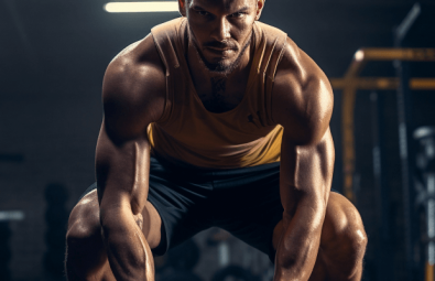 Man preparing for a strength training workout in a gym