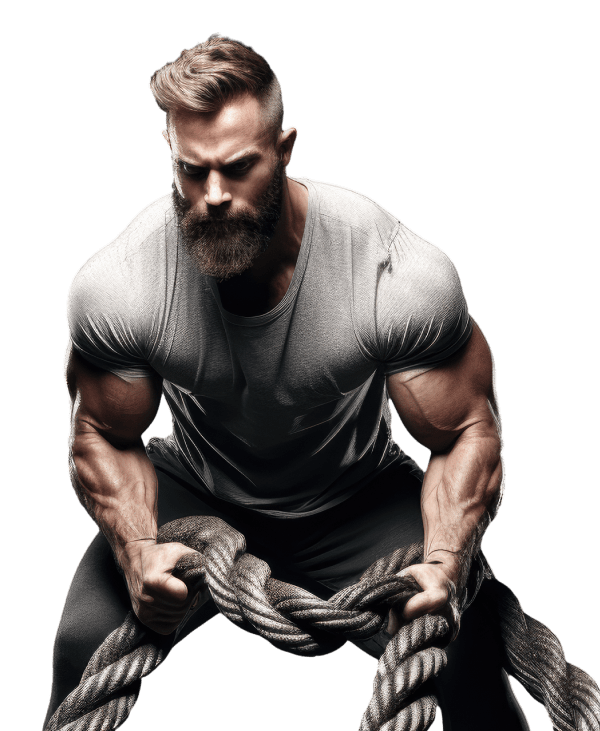 Athlete performing a battle rope exercise in a gym