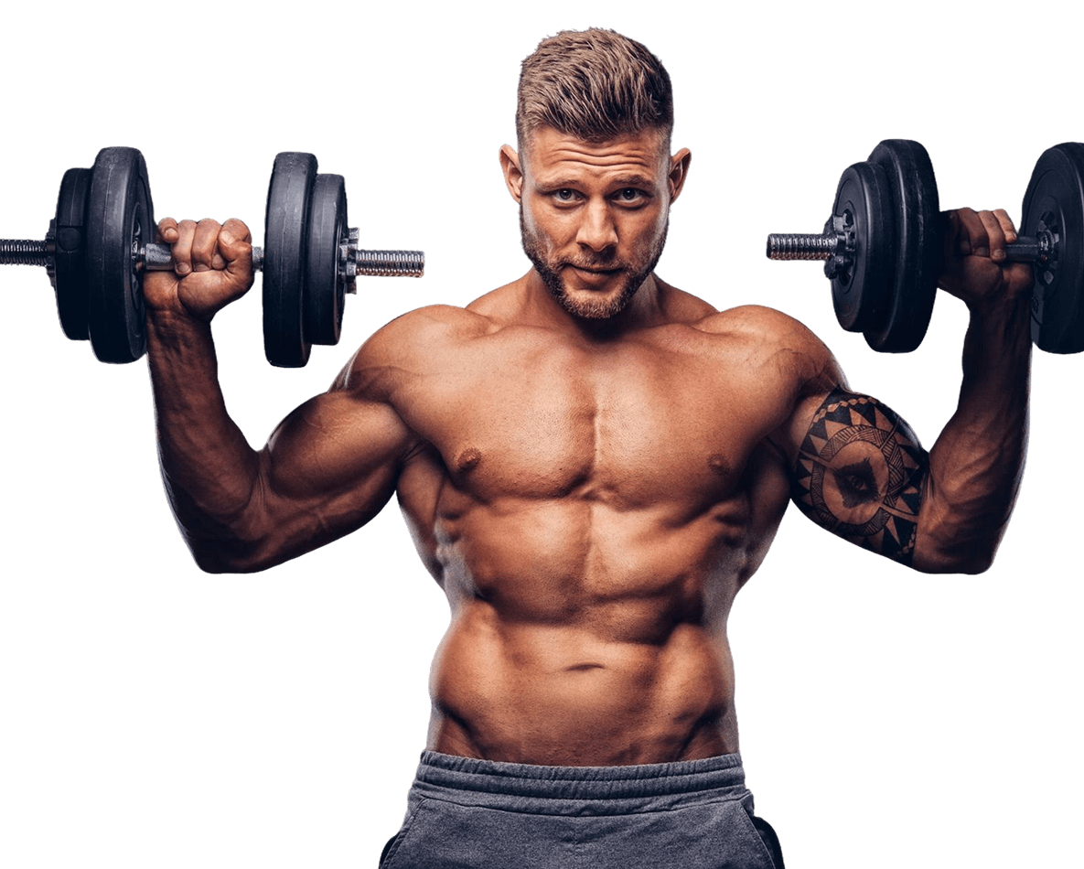 Man holding dumbbells during a strength workout